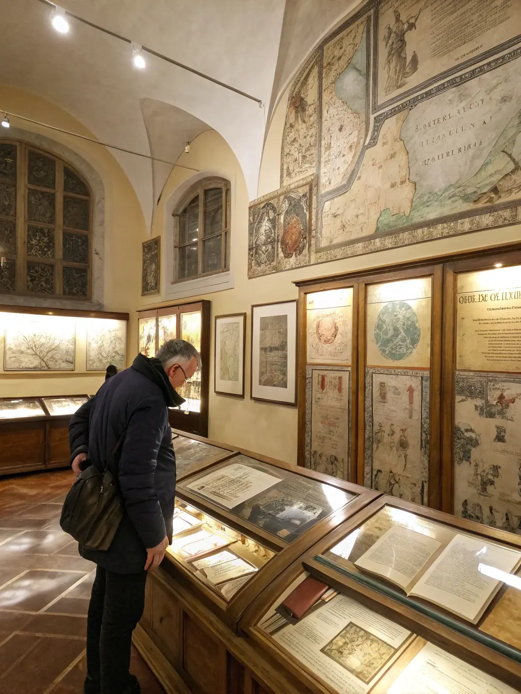 A photograph of researchers examining historical documents related to La Roche Courbon, highlighting the organization's commitment to historical research.